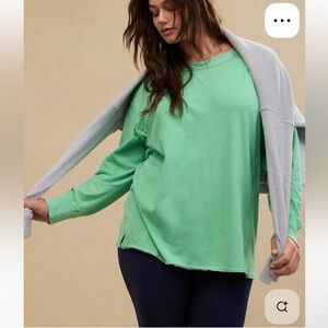 Aerie Cozy Boyfriend Oversized Long Sleeve Tee Fresh Green S